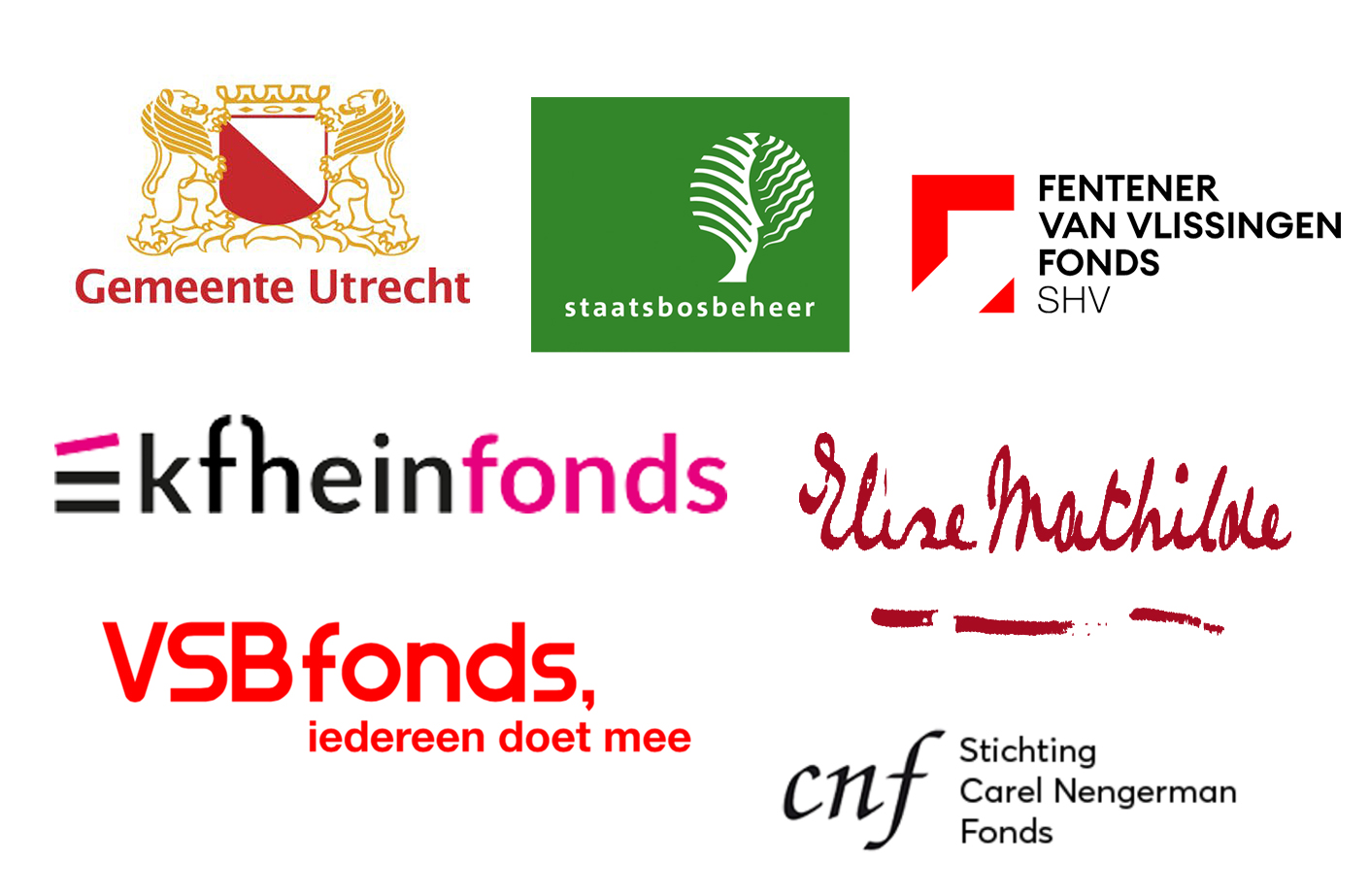 Logo's van fondsen die Port Betaald steunen